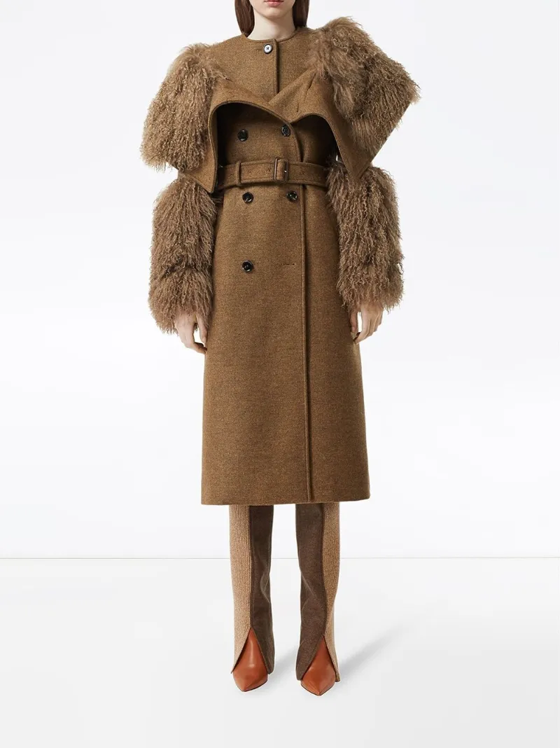 shearling trim coat