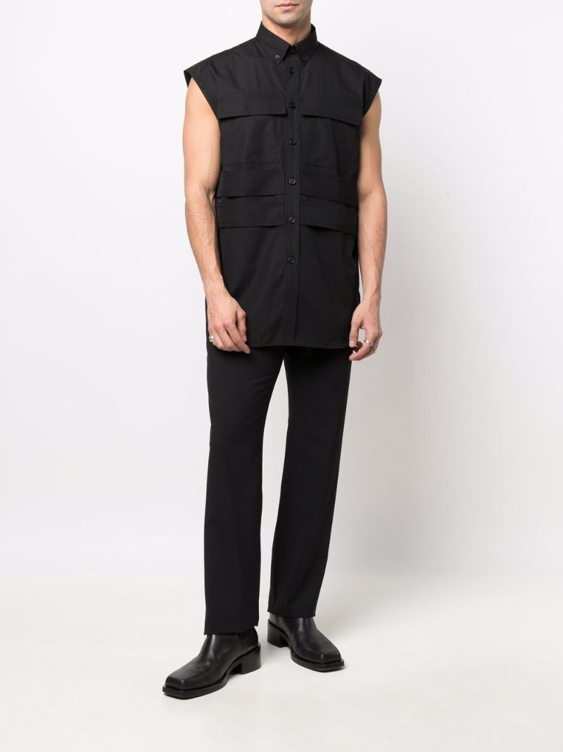 sleeveless button up men