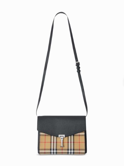 small vintage check and leather crossbody bag