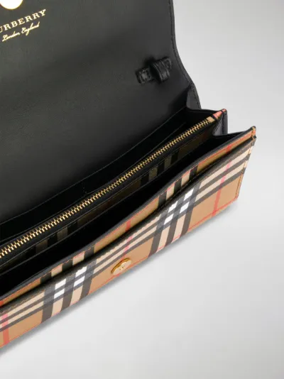 burberry vintage check wallet on chain black