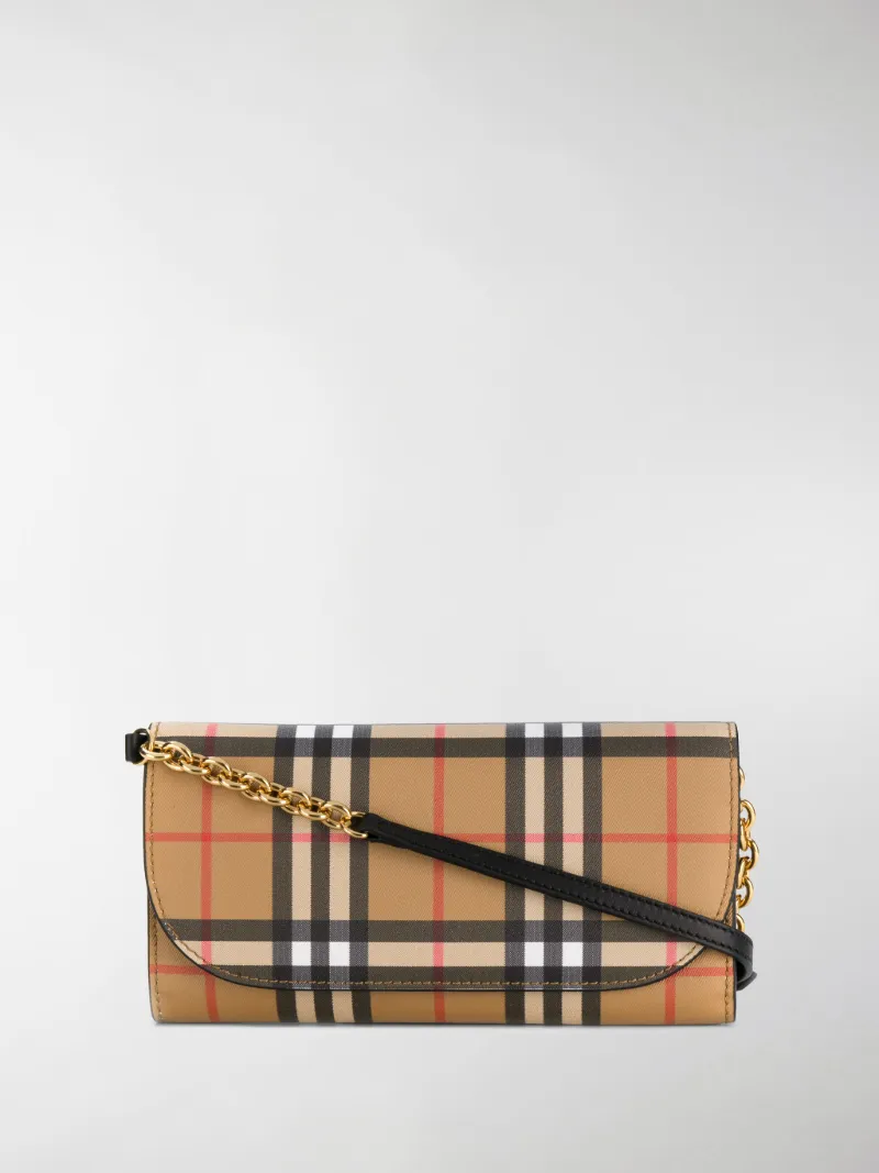 burberry vintage check wallet on chain black