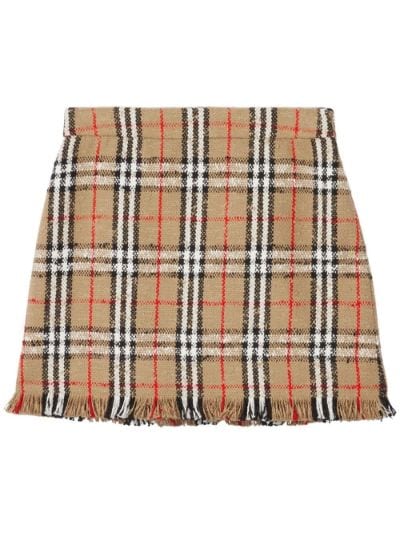 Vintage Check Boucle Miniskirt in Beige - Burberry