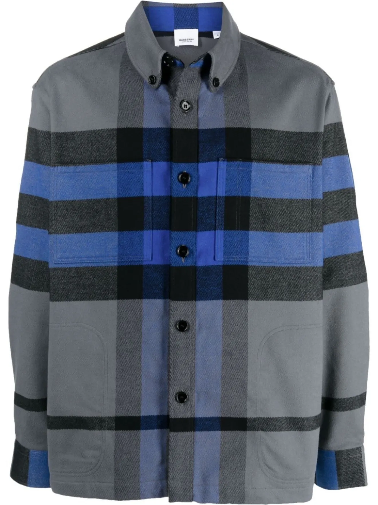 blue burberry button down