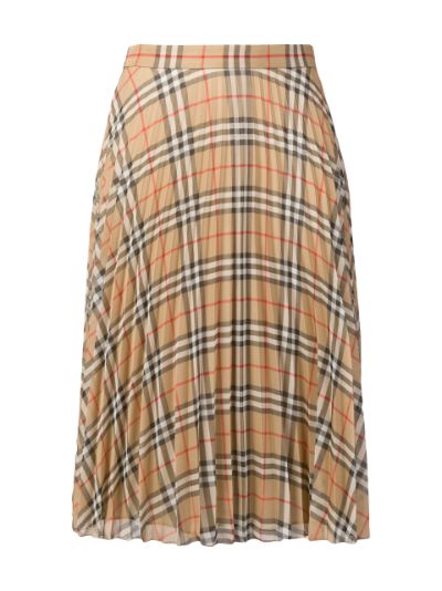 Burberry archive vintage print pleated outlet skirt