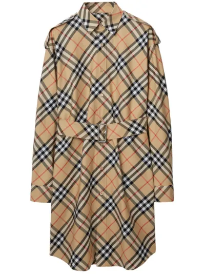 Burberry vintage check cotton tie-waist shirt dress best sale