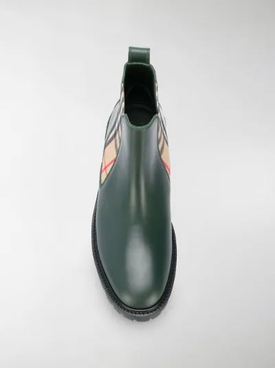 vintage check detail leather chelsea boots