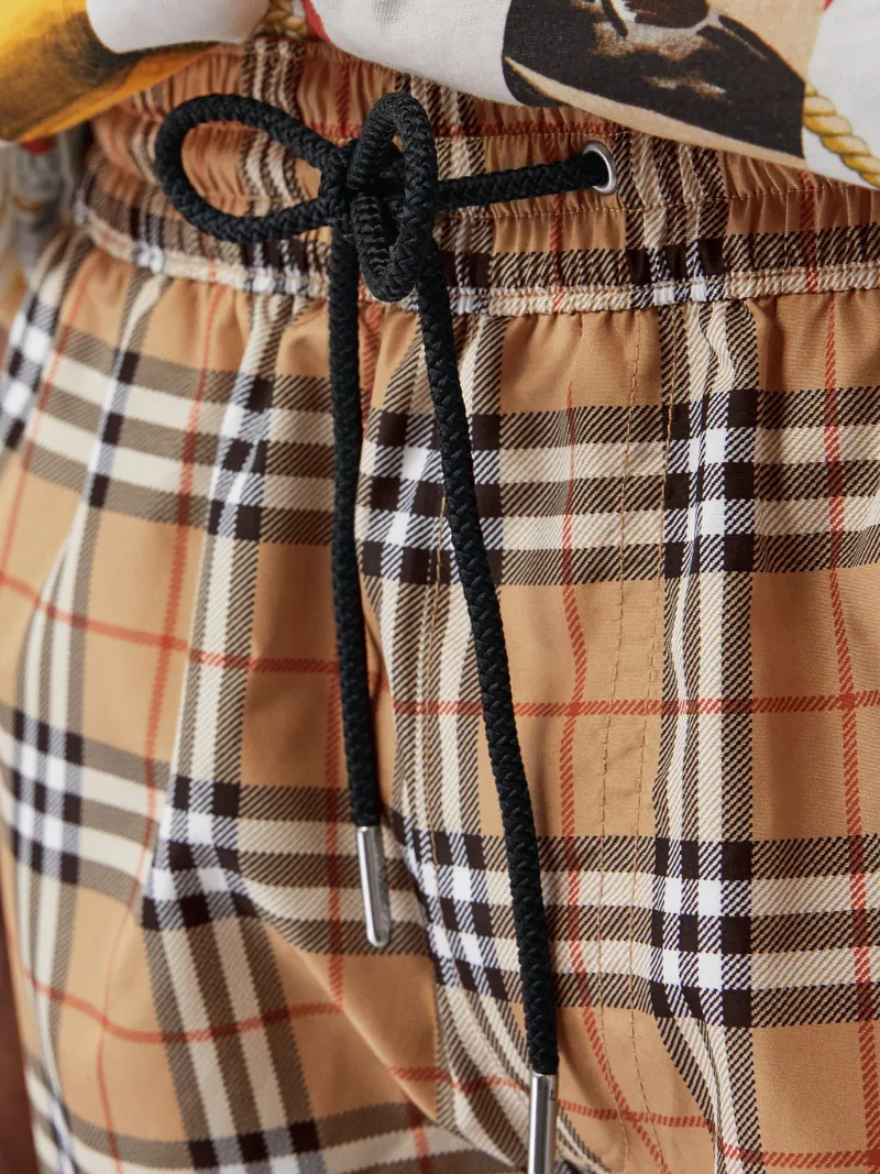 vintage check drawcord swim shorts
