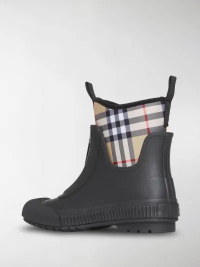 vintage check neoprene and rubber rain boots