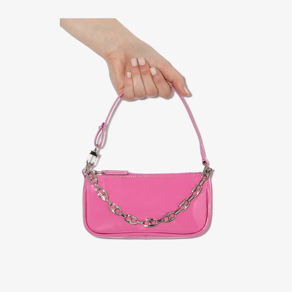 BY FAR pink Mini Rachel patent leather bag | Browns