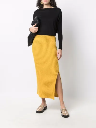 high waist long knit skirt