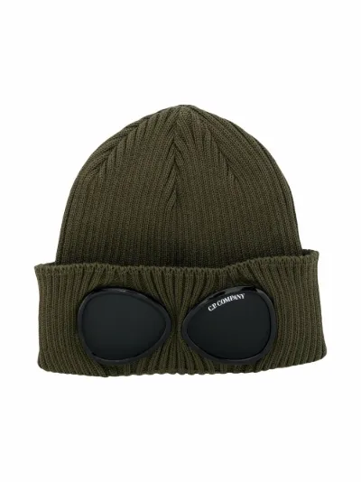 Kids patch-detail ribbed beanie green 