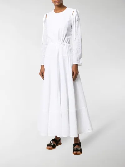 white embroidered peasant dress