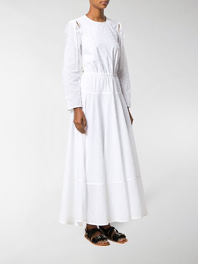 white embroidered peasant dress