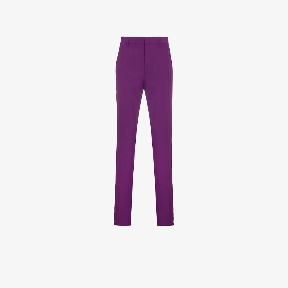 purple satin trousers