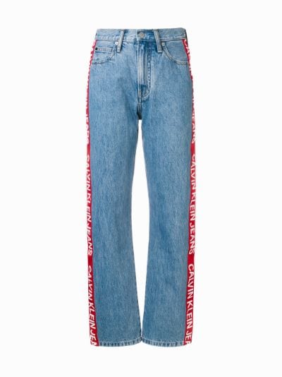 ckj 030 high rise straight patched jeans