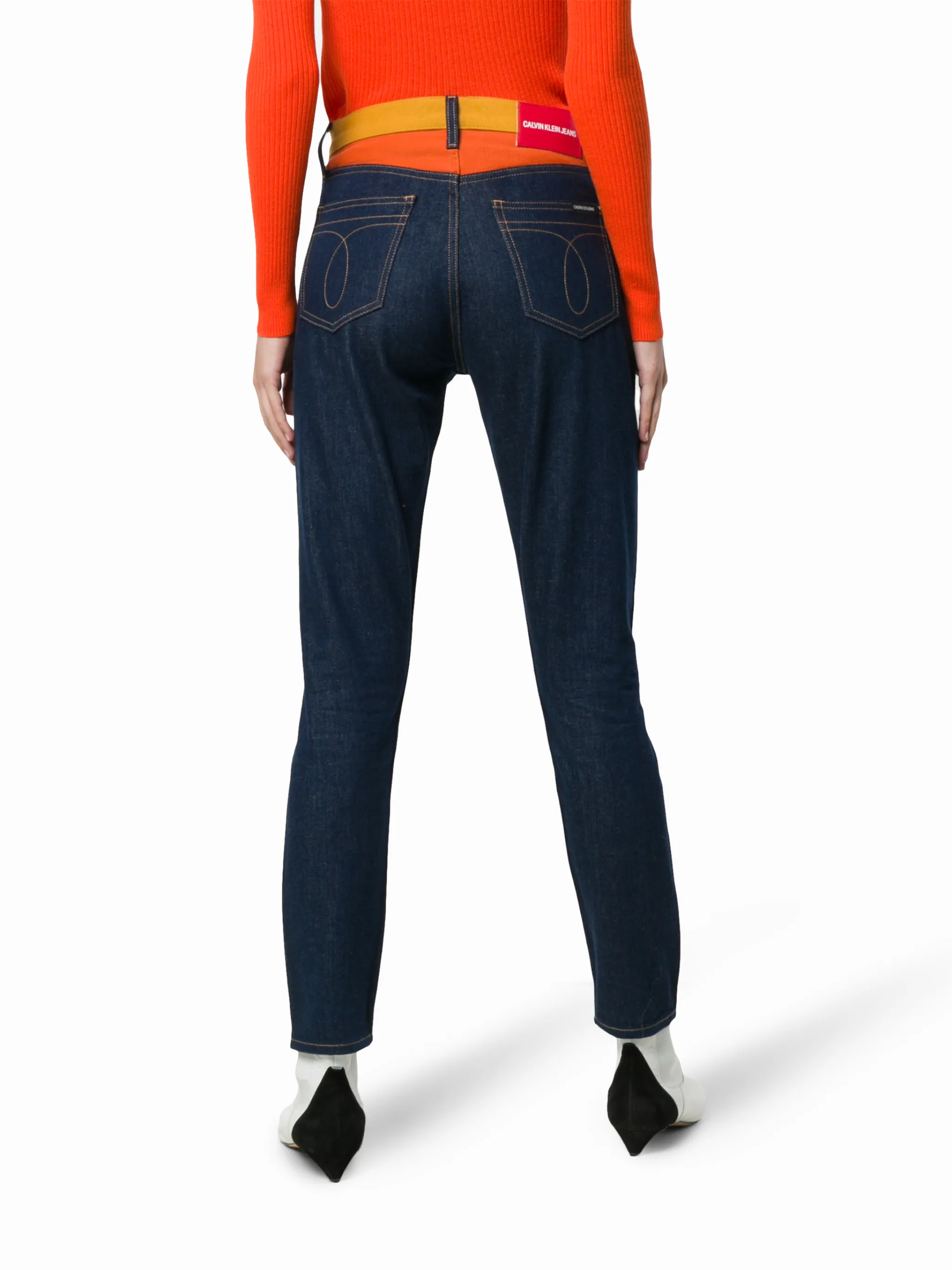 Calvin Klein Jeans contrasting waistband slim fit jeans Calvin Klein Jeans contrasting waistband slim fit jeans