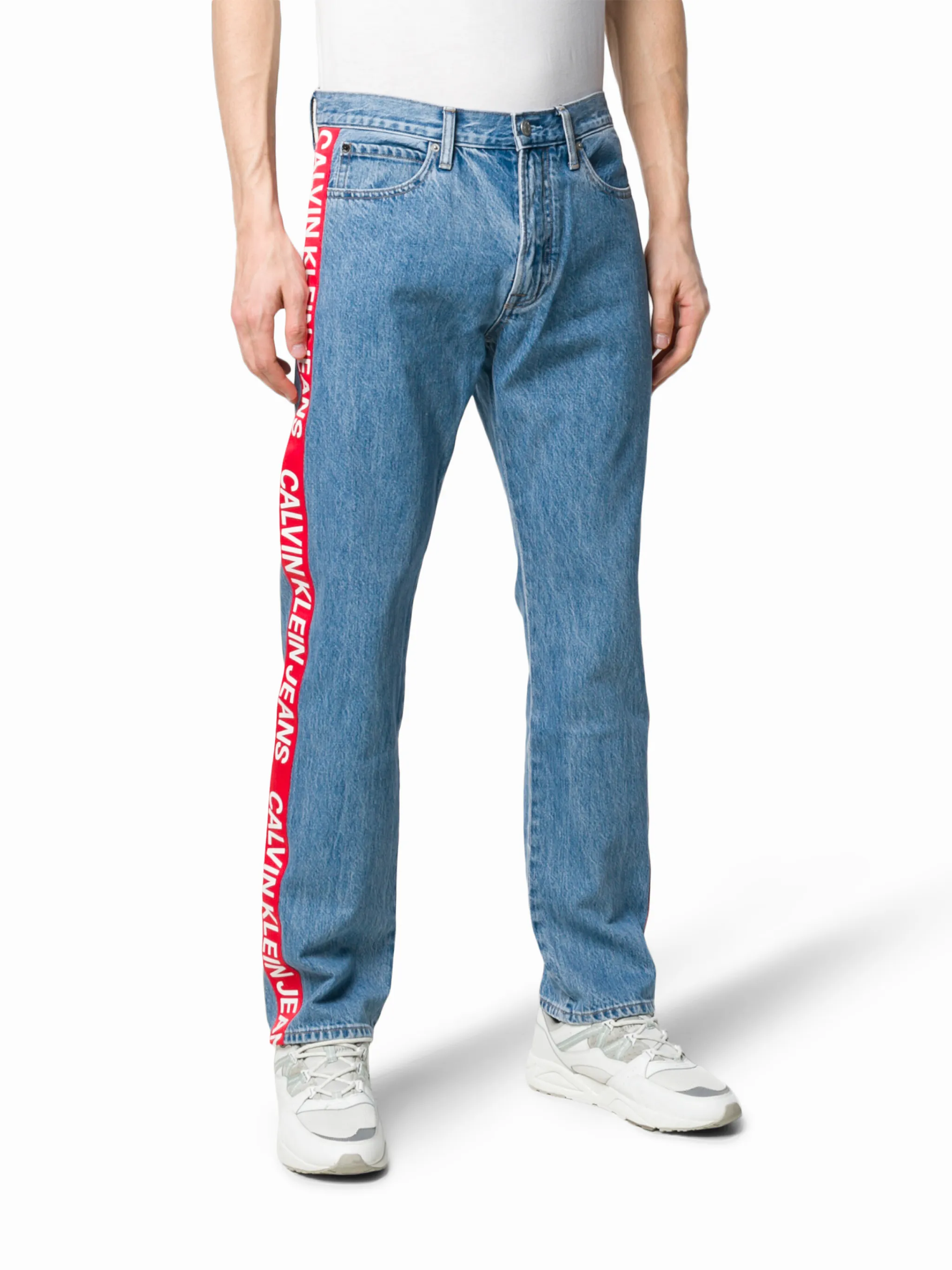 Calvin klein logo stripe jeans on sale