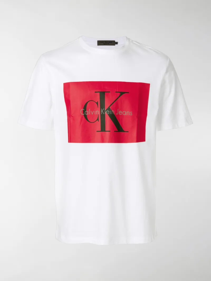calvin klein white t shirt red logo