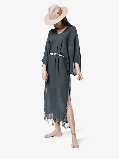 knotted kimono beach dress展示图