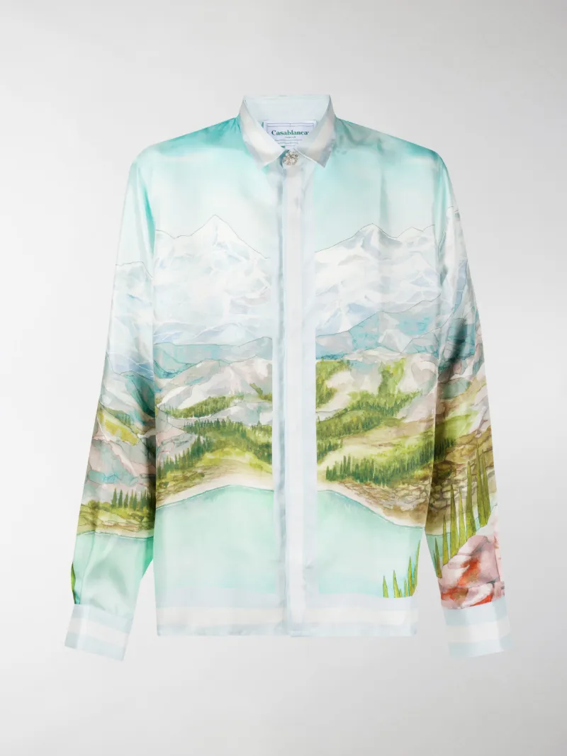 la Montagne print silk shirt 