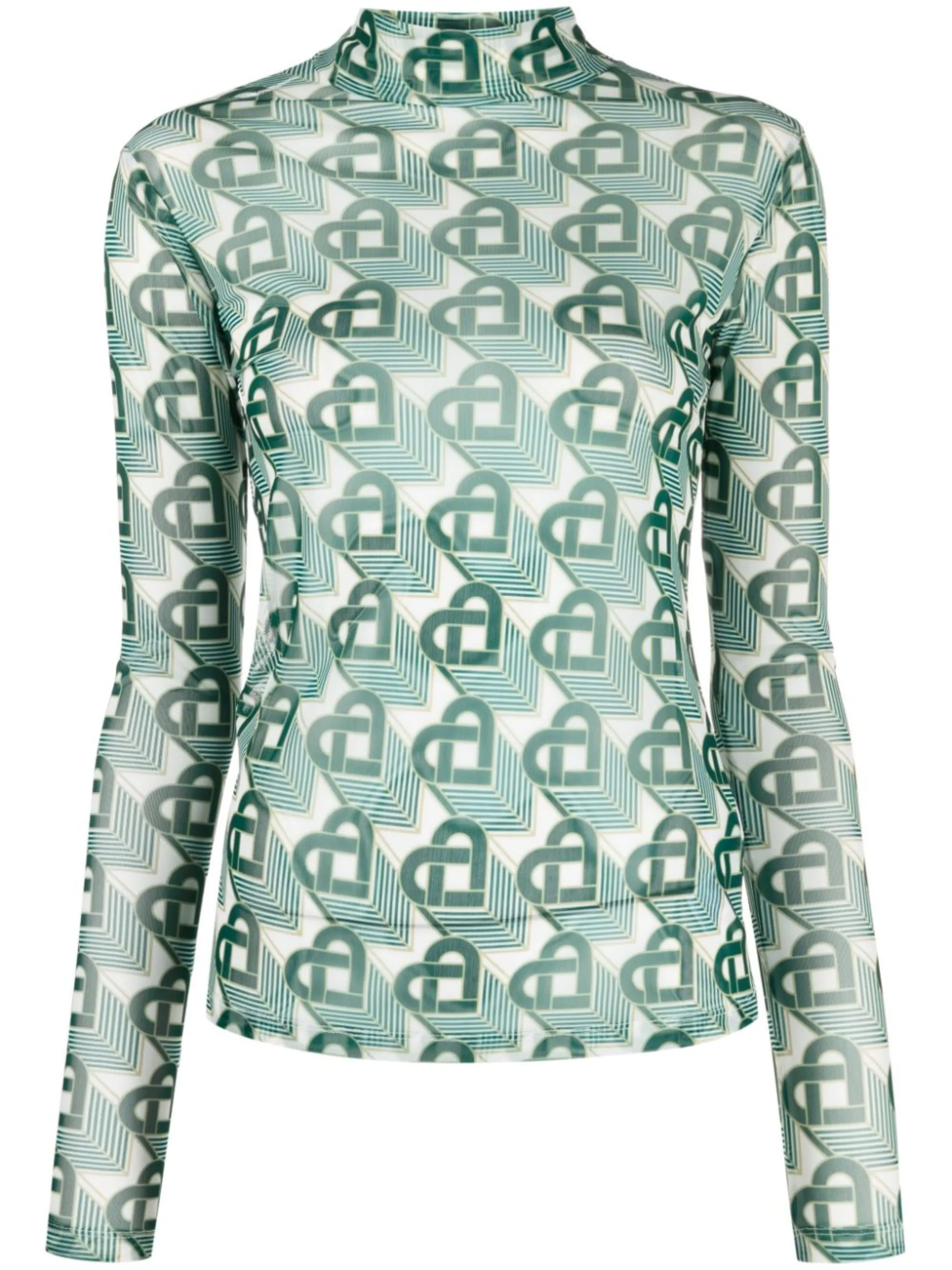Casablanca Heart Monogram-print sheer top | Eraldo.com DK Casablanca Heart Monogram-print sheer top | Eraldo.com DK