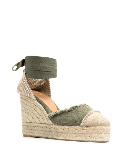peep toe espadrille wedges with ankle ties