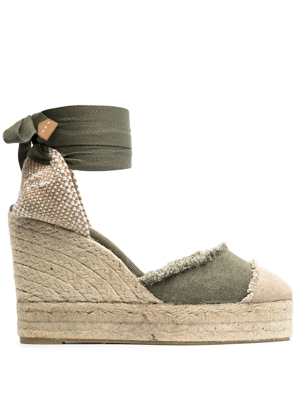 peep toe espadrille wedges with ankle ties