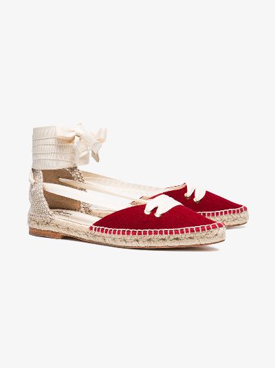 X Manolo Blahnik red flat espadrilles展示图