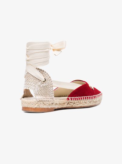 X Manolo Blahnik red flat espadrilles展示图