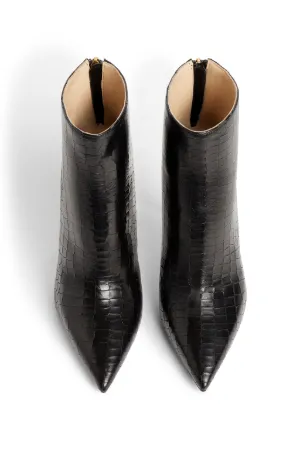 croc effect ankle boots