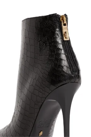 croc effect ankle boots