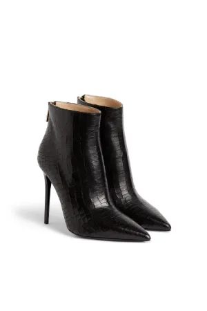 croc effect ankle boots