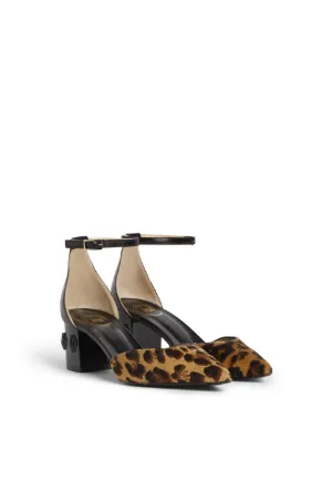Leopard print pony hair pumps
