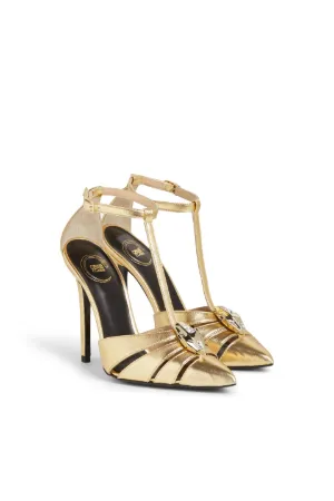 Pumps aus Metallic-Leder