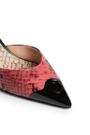 snakeskin slingback pumps