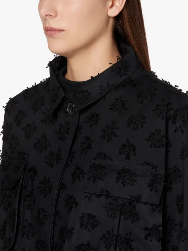 CECILIE BAHNSEN Black Bonded Cotton Blend Jacket