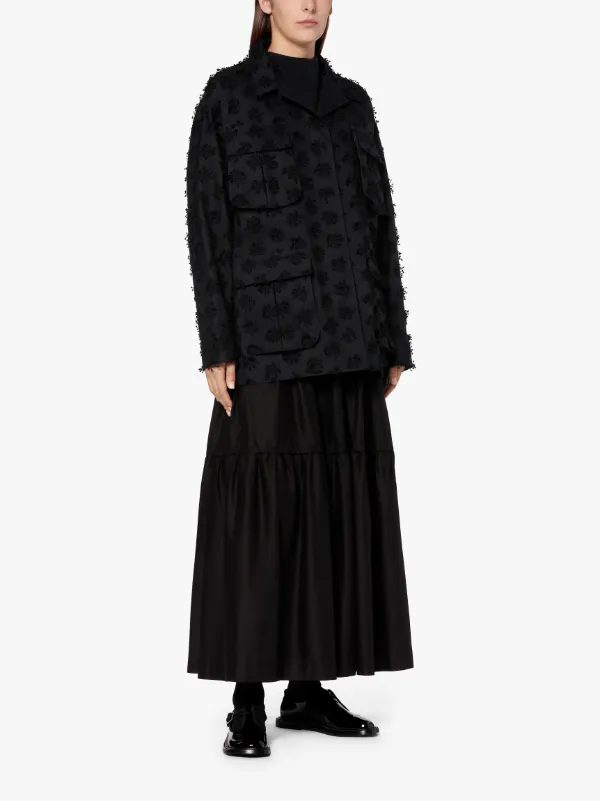 CECILIE BAHNSEN Black Bonded Cotton Blend Jacket