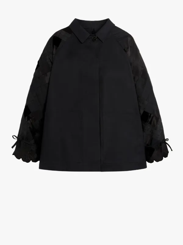 CECILIE BAHNSEN Black Bonded Cotton Blend Patchwork Jacket