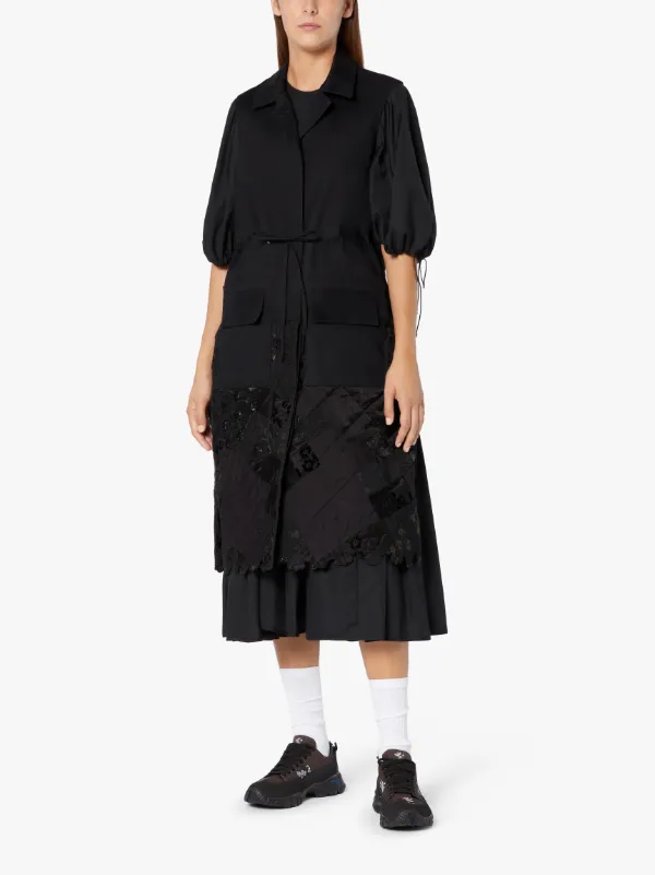 CECILIE BAHNSEN Black Bonded Cotton Blend Sleeveless Patchwork Coat