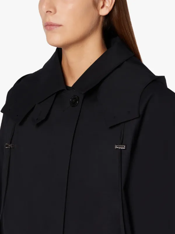 CECILIE BAHNSEN Black Bonded Cotton Oversized Hooded Coat