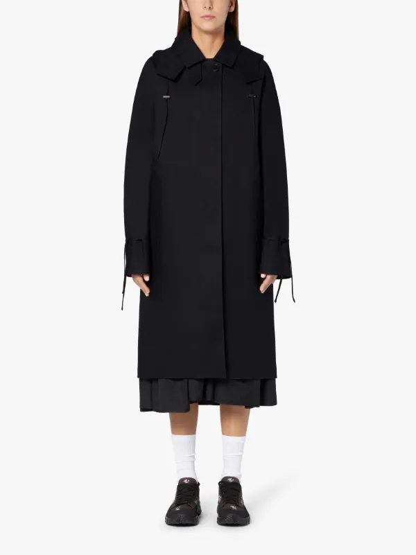 CECILIE BAHNSEN Black Bonded Cotton Oversized Hooded Coat