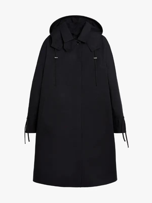 CECILIE BAHNSEN Black Bonded Cotton Oversized Hooded Coat