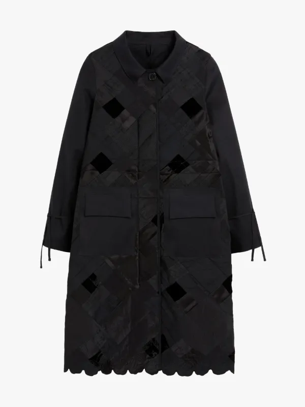 CECILIE BAHNSEN Black Cotton Blend Patchwork Coat