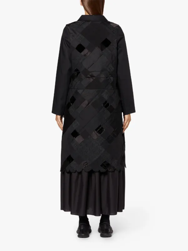 CECILIE BAHNSEN Black Cotton Blend Patchwork Coat