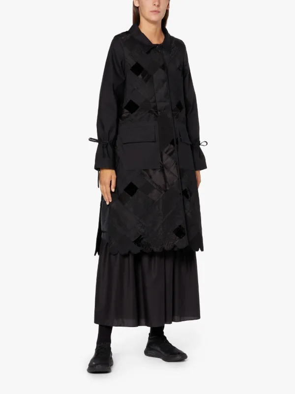 CECILIE BAHNSEN Black Cotton Blend Patchwork Coat