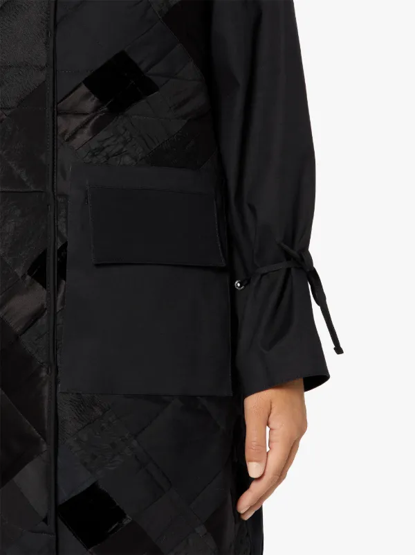 CECILIE BAHNSEN Black Cotton Blend Patchwork Coat