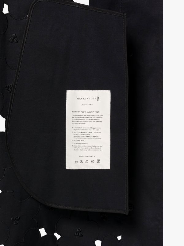 CECILIE BAHNSEN Black Oversized Embroidered Bonded Cotton Coat
