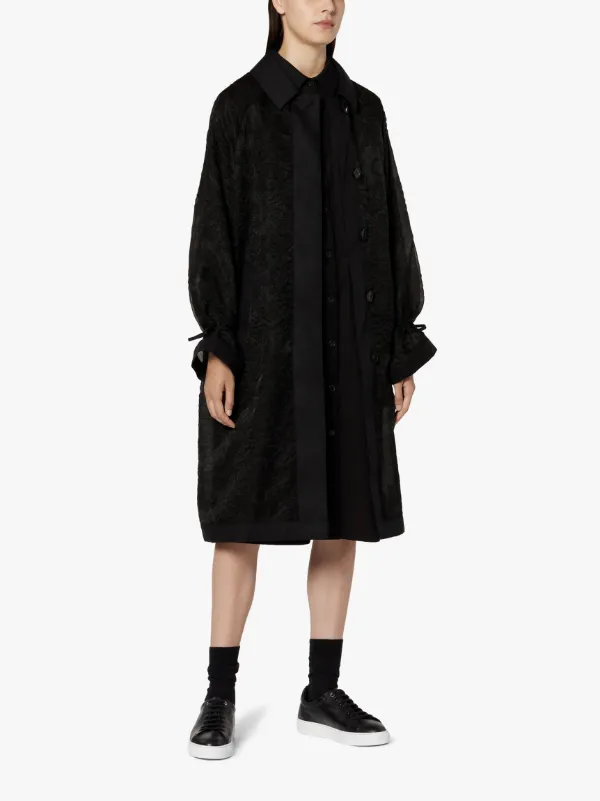 CECILIE BAHNSEN Black Silk Blend Oversized Coat