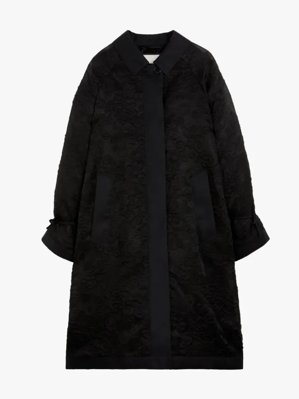 CECILIE BAHNSEN Black Silk Blend Oversized Coat