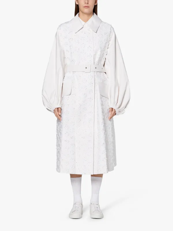 CECILIE BAHNSEN Ecru Bonded Cotton Blend Coat